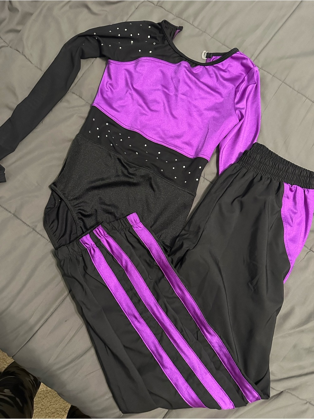 Weissman Black and Purple Active Two-Piece Set